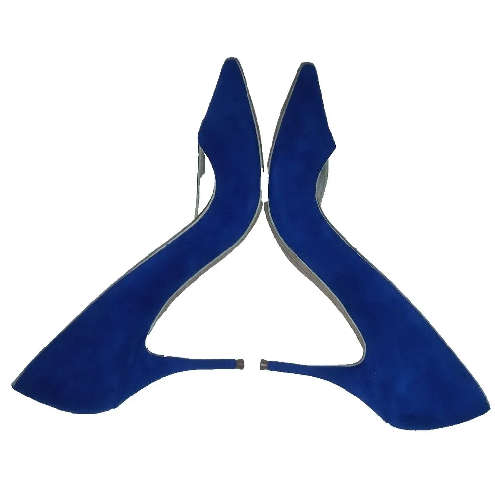 Sophia Webster Sz 40 Blue Suede Shoes 9 / 9.5 US   Made in Brazil Heels Stiletto - Picture 9 of 11